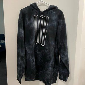 Improv (brand) X-Large dark black and grey tie-dye hoodie with ambiguous design
